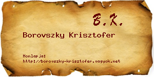 Borovszky Krisztofer névjegykártya